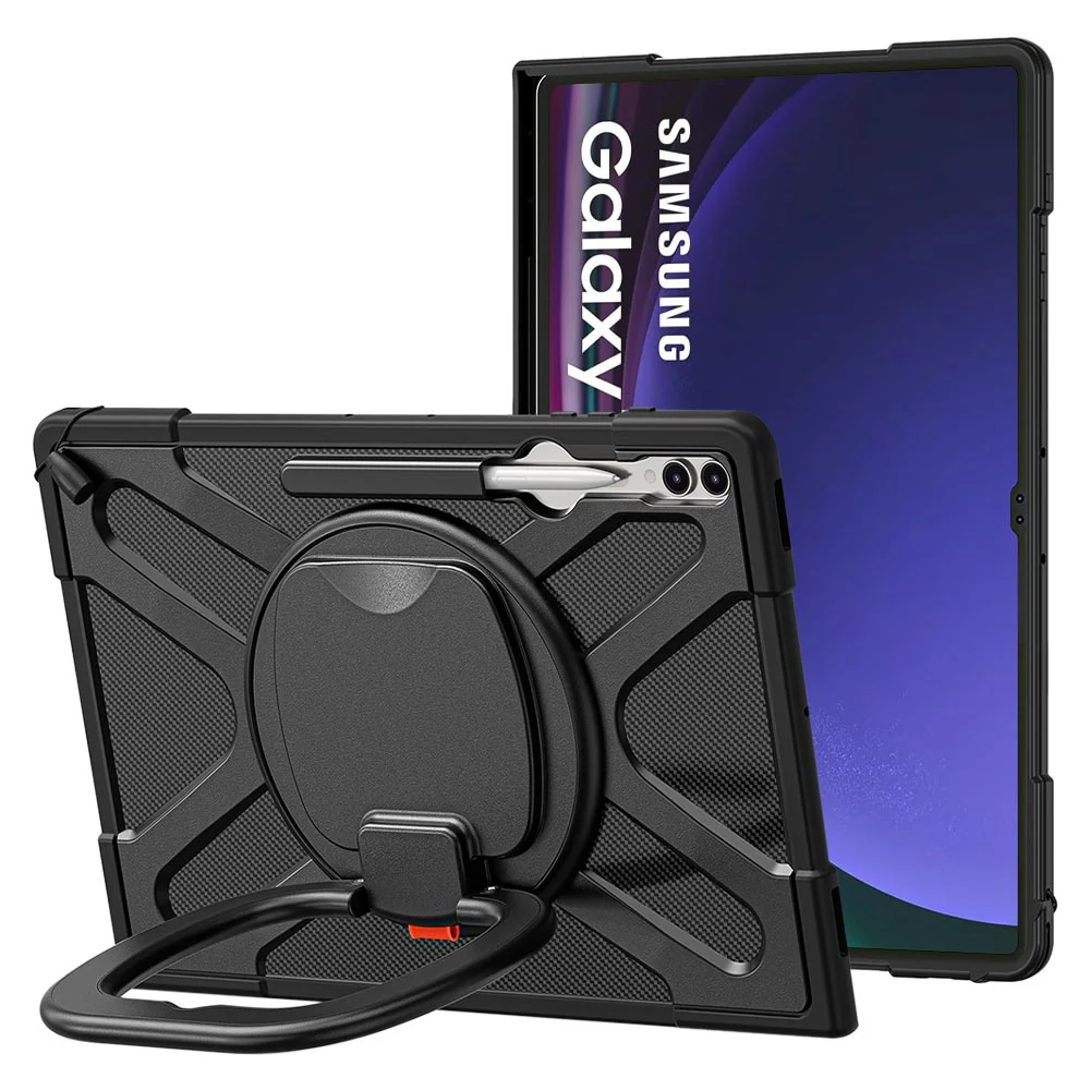 SON-SS-X900 | Samsung Galaxy Tab S9 Ultra SM-X910 / X916 / X918 | Ultra 2 layers shockproof rugged case with folding grip and kick-stand Compatible with keyboard