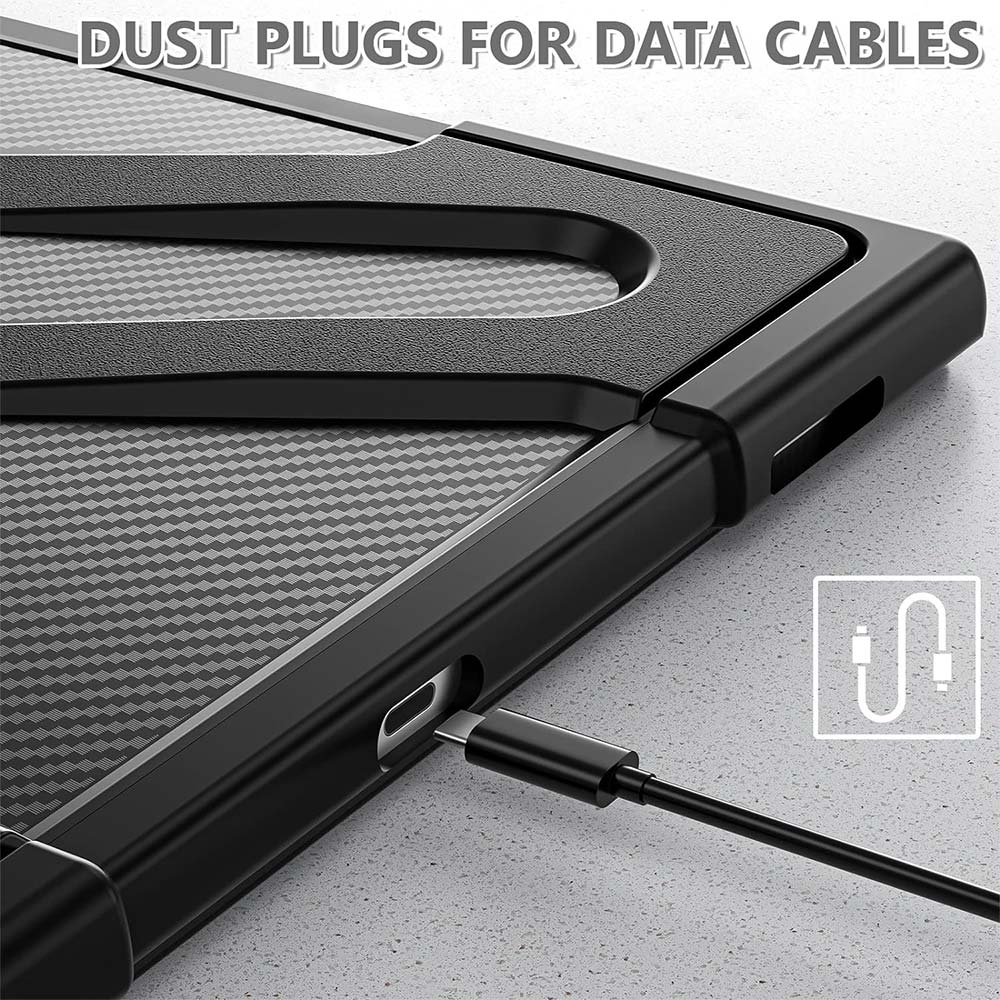 SON-SS-X900 | Samsung Galaxy Tab S9 Ultra SM-X910 / X916 / X918 | Ultra 2 layers shockproof rugged case with folding grip and kick-stand Compatible with keyboard - Image 6