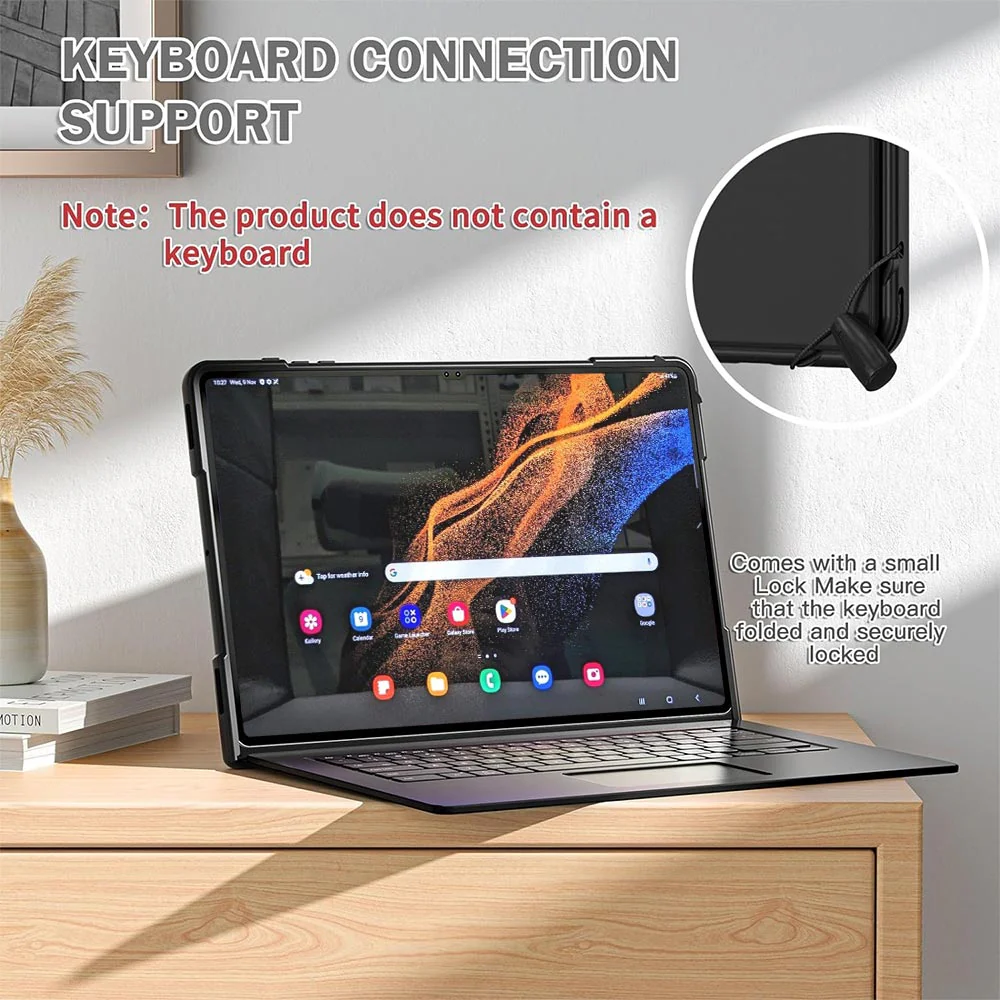 SON-SS-X900 | Samsung Galaxy Tab S8 Ultra SM-X900 / X906 | Ultra 2 layers shockproof rugged case with folding grip and kick-stand Compatible with keyboard - Image 2