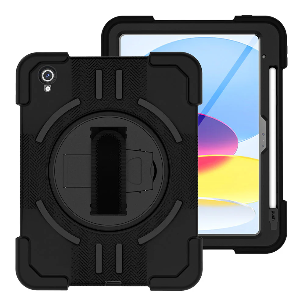 TPR-iPad-N5 | iPad 10.9 (10th Gen.) | Rainproof military grade rugged case with hand strap and kick-stand - Image 2