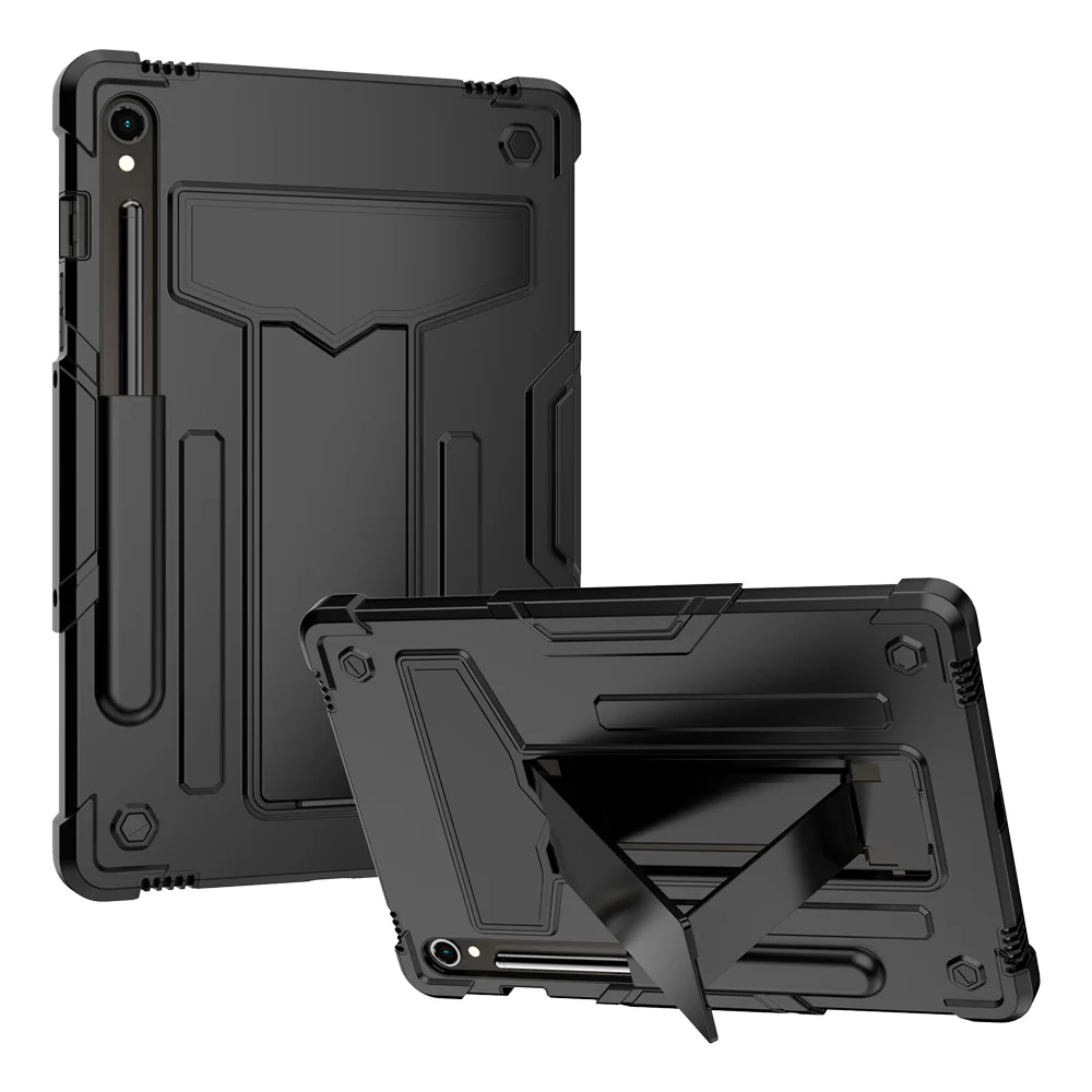 TRN-SS-X710 | Samsung Galaxy Tab S10 FE SM-X520 / X526 / X528 | 3 Layers Shockproof Rugged Case with Kick-Stand