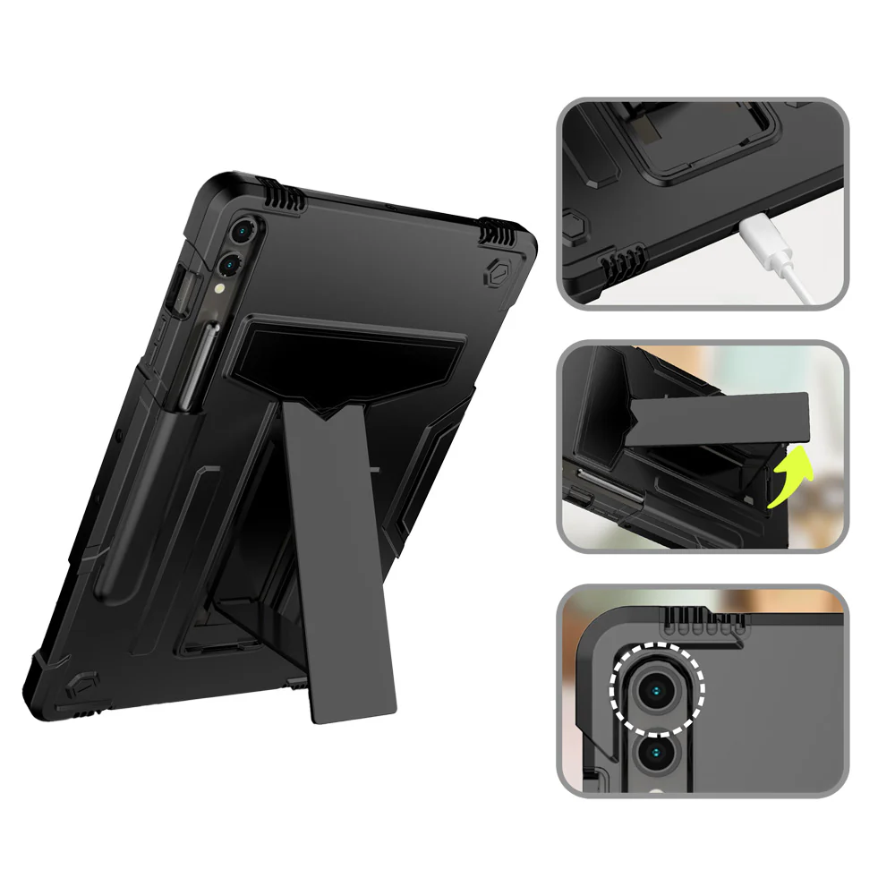 TRN-SS-X810 | Samsung Galaxy Tab S9 FE+ S9 FE Plus SM-X610 X616 X618 | 3 Layers Shockproof Rugged Case with Kick-Stand - Image 3