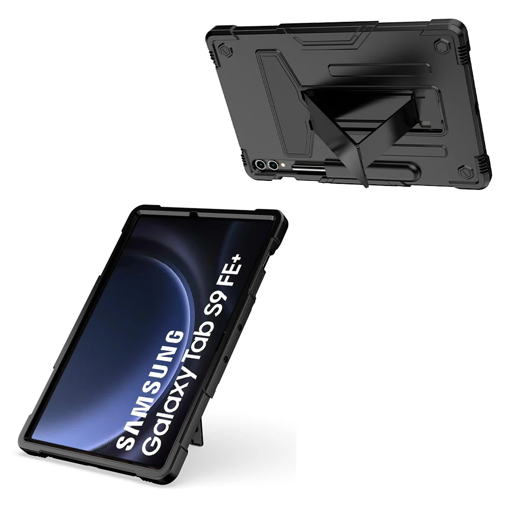 TRN-SS-X810 | Samsung Galaxy Tab S9 FE+ S9 FE Plus SM-X610 X616 X618 | 3 Layers Shockproof Rugged Case with Kick-Stand - Image 4