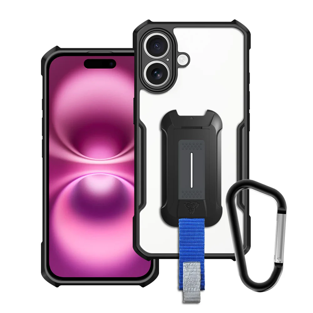 TX-IPH-16 | iPhone 16 Case | Slim Shockproof Case w/ KEY Mount & Carabiner