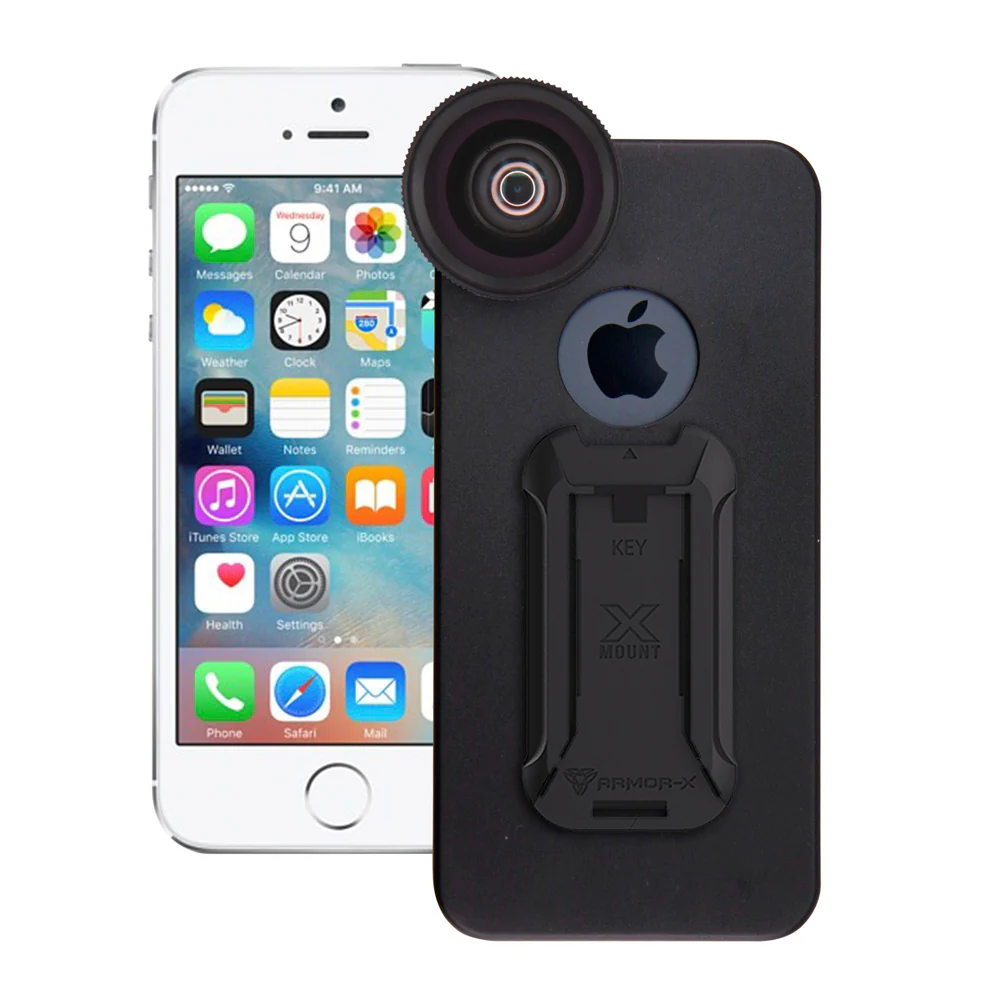 UAX-Fi5 | iPhone 5 / 5S / SE | Mountable case with 0.7X HD wide angle lens and 12X Micro lens