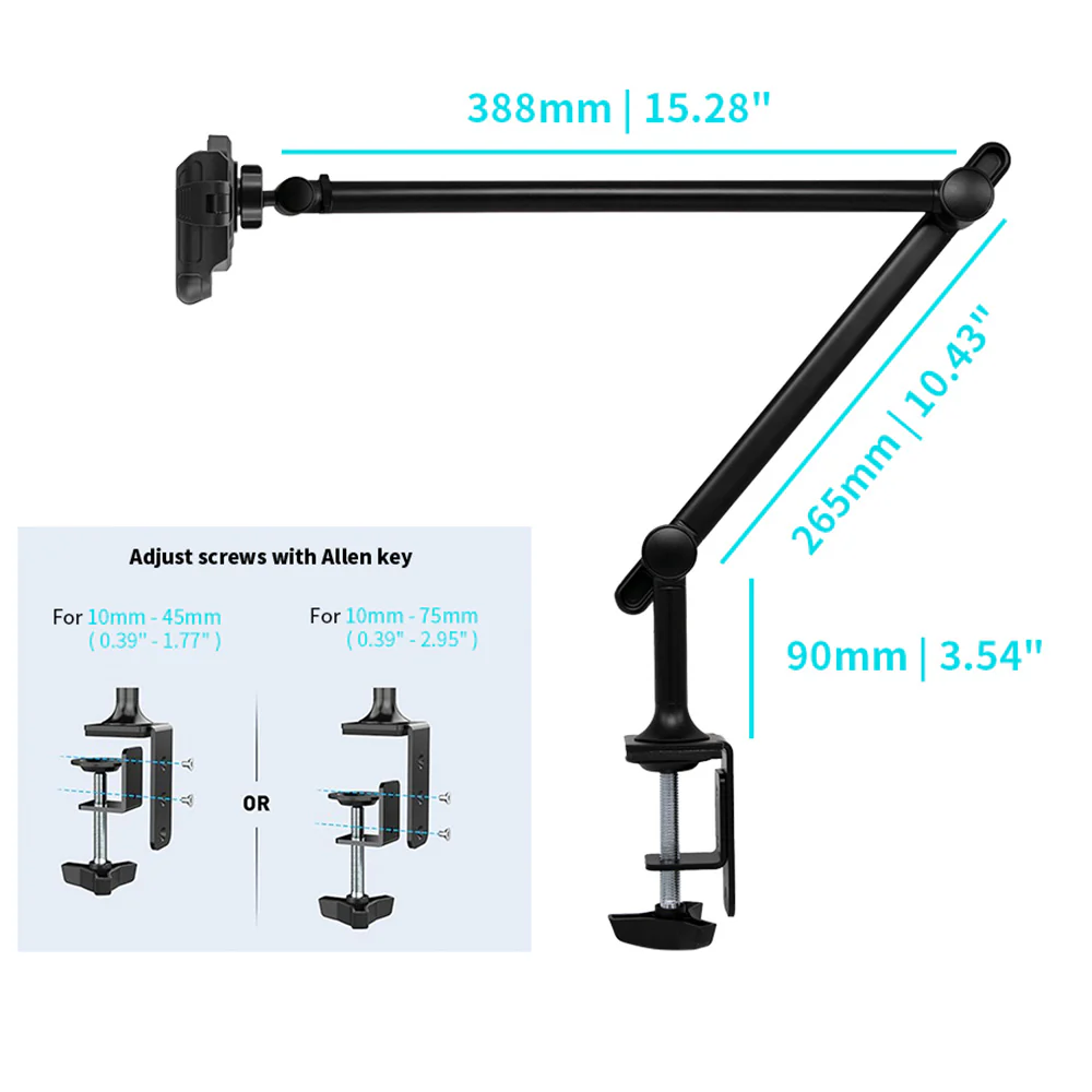 UCP-X141 | Aluminium Adjustable Arm Clamp Universal Mount | Design for Phone - Image 2