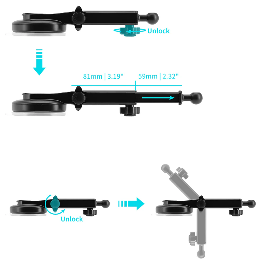 UCP-X182 | Extendable Suction Universal Mount | Design for Phone - Image 5