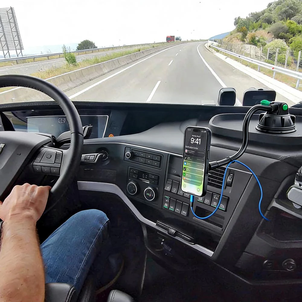 UCP-X183 | Truck / Work Van / Bus Dashboard Extra Long Suction Cup Car Universal Mount With Cable Management Design | Design for Phone - Image 2
