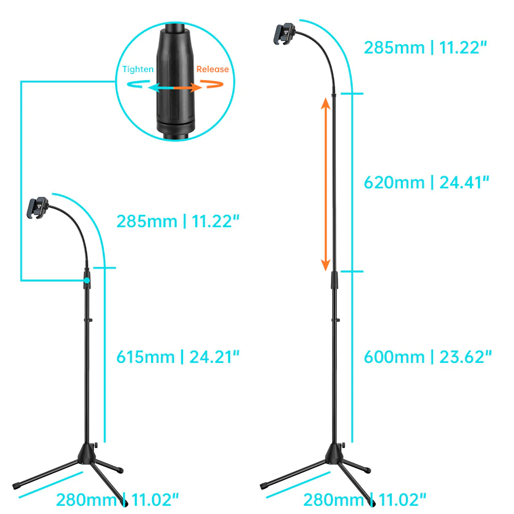UCP-X185 | Tripod Floor Stand Universal Mount With Boom Microphone Arm | Design for Phone - Image 4