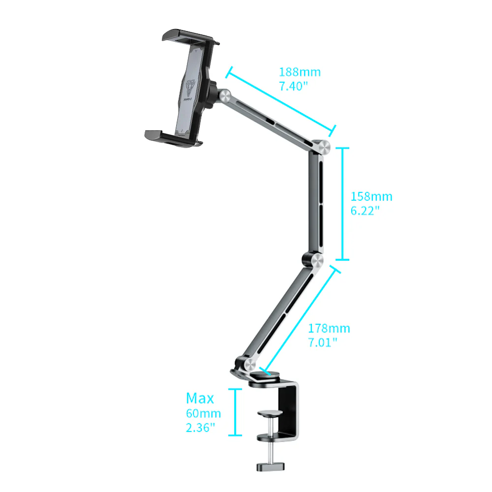 UCT-X143 | Foldable Arm Desk Clamp Universal Mount | Design for iPad, Galaxy Tab & Tablet - Image 7