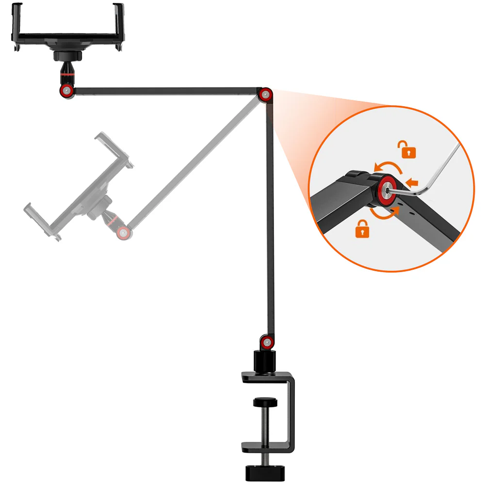 UCT-X163 | Foldable Tabletop Clamp Universal Mount | Design for iPad, Galaxy Tab & Tablet - Image 7