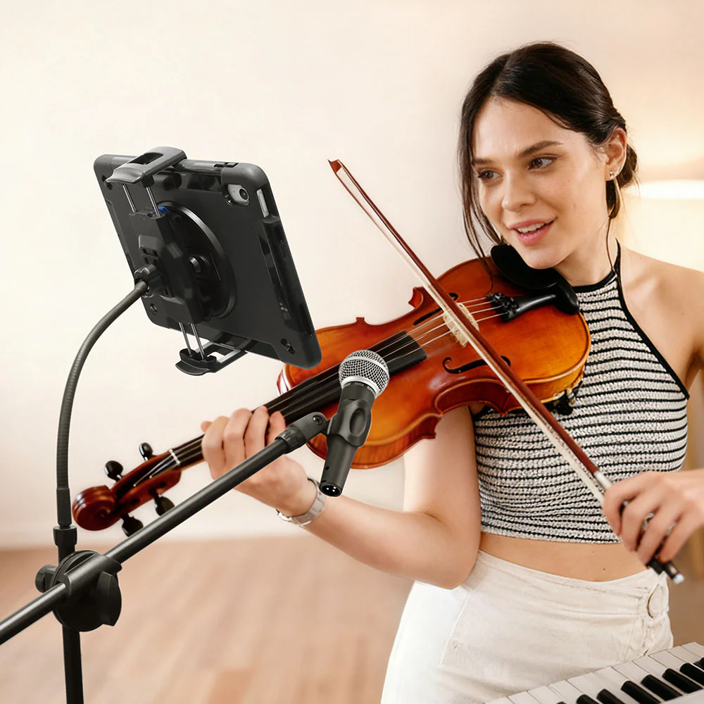 UCT-X185 | Tripod Floor Stand Universal Mount With Boom Microphone Arm | Design for iPad, Galaxy Tab & Tablet - Image 2