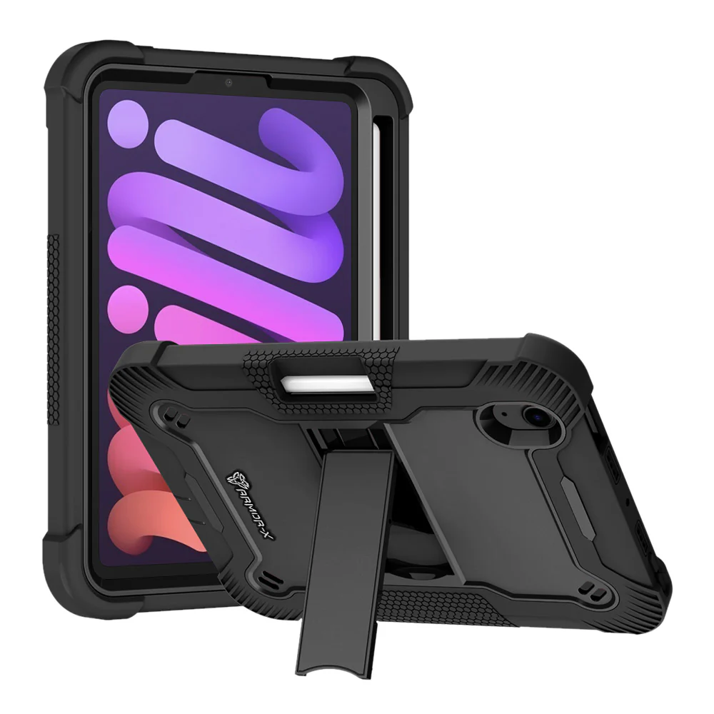 VPN-iPad-M6 | iPad mini (A17 Pro) | 3 layers Protective Rugged Case with kick-stand