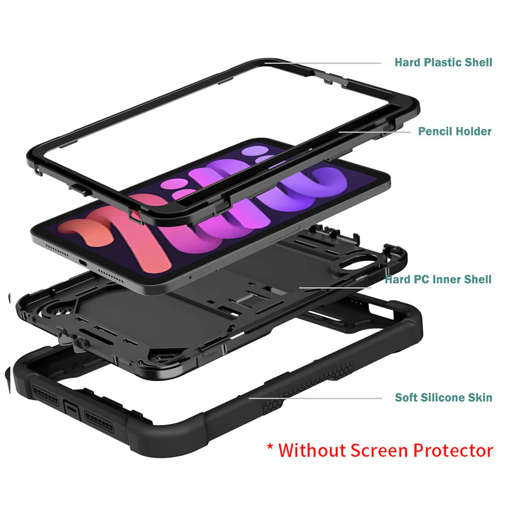 VPN-iPad-M6 | iPad mini (A17 Pro) | 3 layers Protective Rugged Case with kick-stand - Image 6