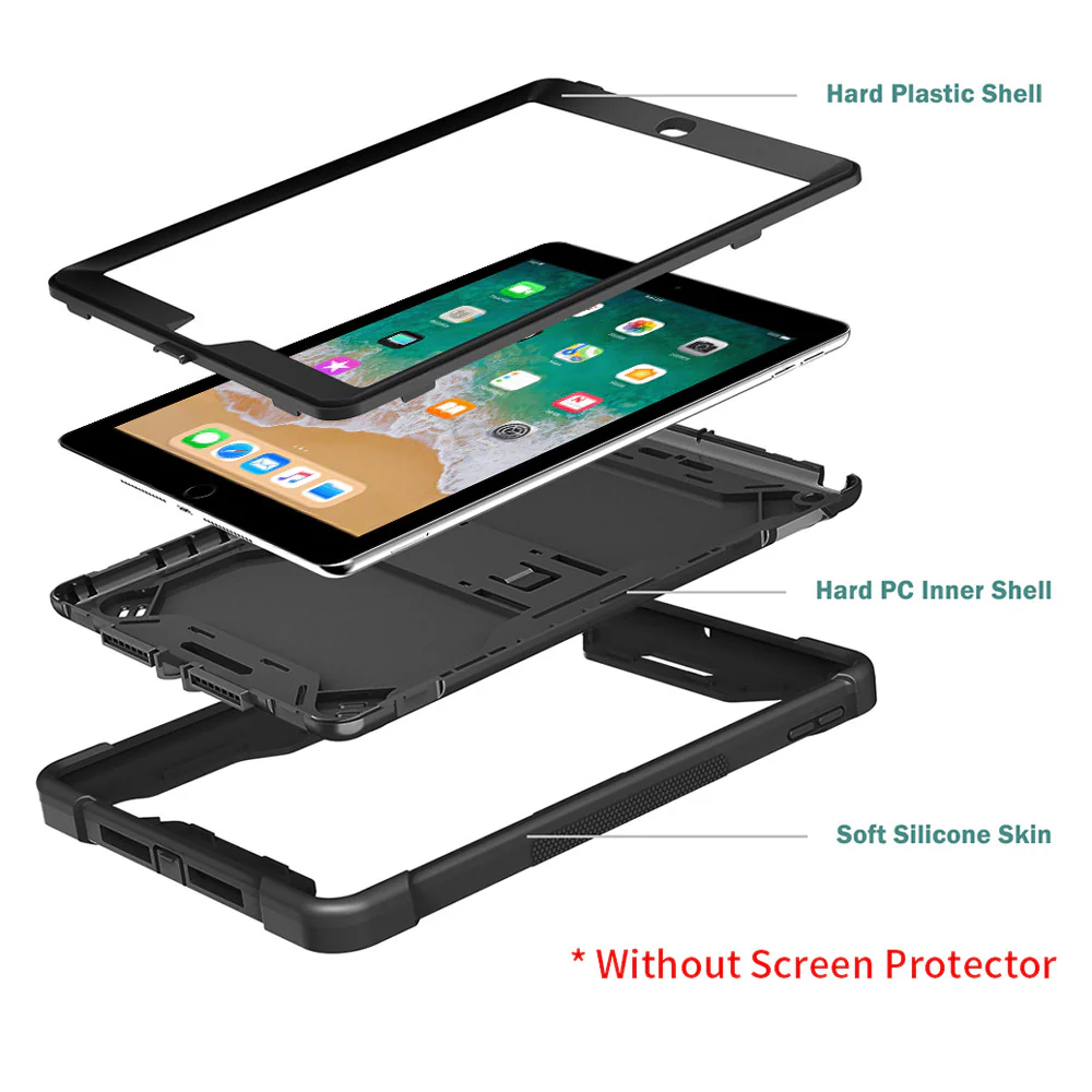 VPN-iPad-N2 | iPad 9.7 ( 5th / 6th Gen. ) 2017 / 2018 | 3 layers Protective Rugged Case with kick-stand - Image 6