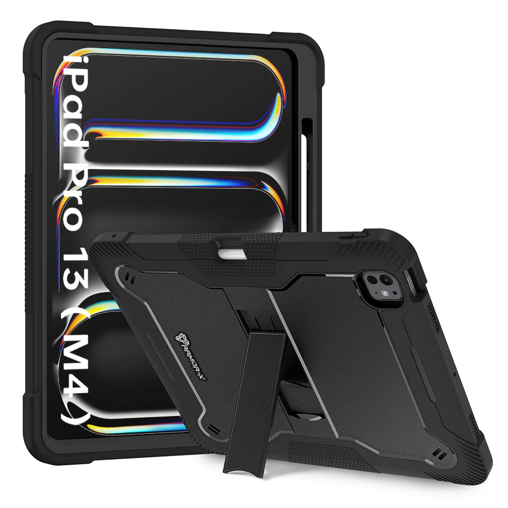 VPN-iPad-PR10 | iPad Pro 13 (M4) / (M5) | 3 layers Protective Rugged Case with kick-stand