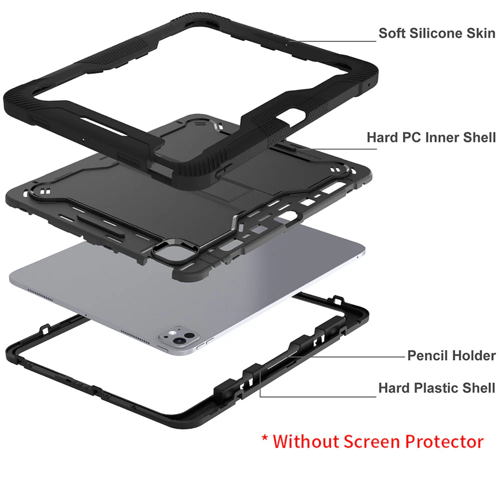 VPN-iPad-PR10 | iPad Pro 13 (M4) / (M5) | 3 layers Protective Rugged Case with kick-stand - Image 6