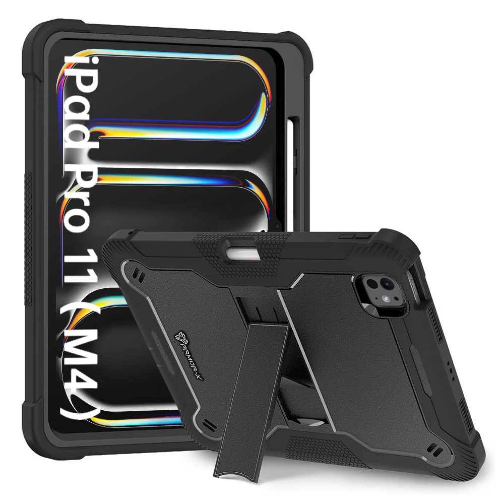 VPN-iPad-PR11 | iPad Pro 11 (M4) / (M5) | 3 layers Protective Rugged Case with kick-stand