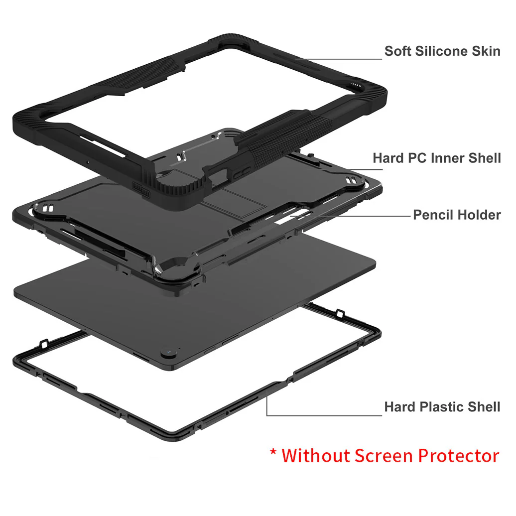 VPN-SS-X620 | Samsung Galaxy Tab S10 FE+ S10 FE Plus SM-X620 X626 X628 | 3 layers Protective Rugged Case with kick-stand - Image 6