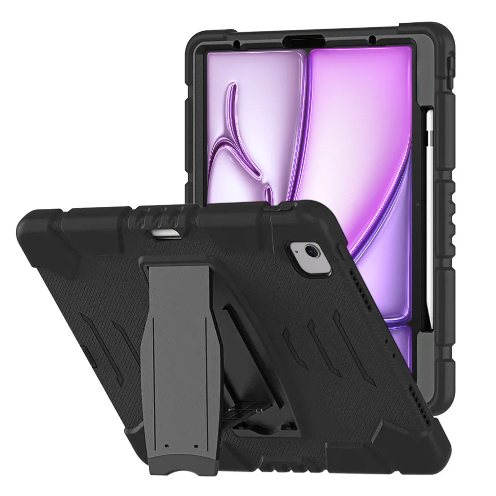 VRN-iPad-A6 | iPad Air 13 (M2) / (M3) / (M4) | 3 layers Protective Rugged Case with kick-stand