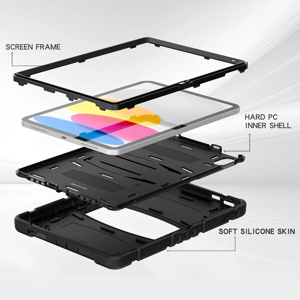 VRN-iPad-N5 | iPad 10.9 (10th Gen.) | 3 layers Protective Rugged Case with kick-stand - Image 2