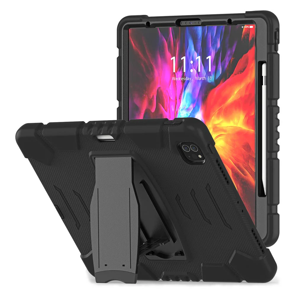 VRN-iPad-PR7 | iPad Pro 12.9 ( 3rd / 4th Gen. ) 2018 / 2020 | 3 layers Protective Rugged Case with kick-stand