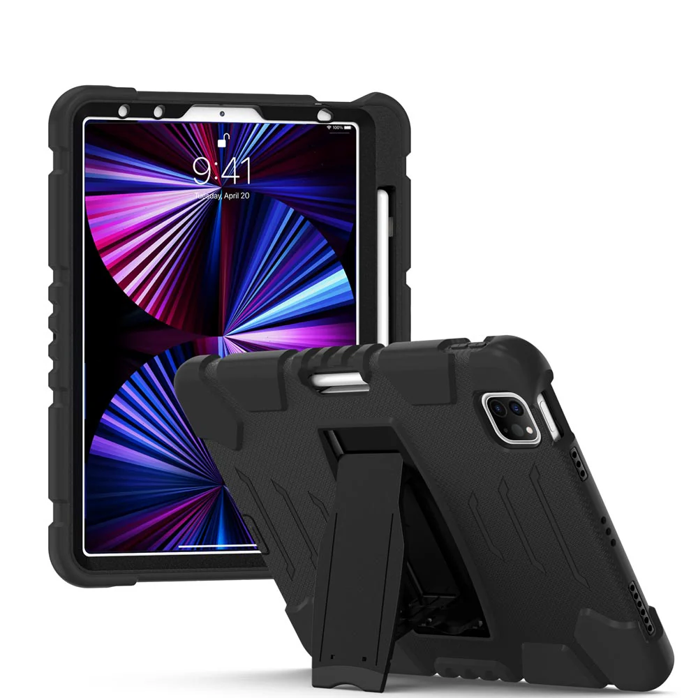 VRN-iPad-PR8 | iPad Pro 11 ( 1st / 2nd / 3rd / 4th Gen. ) 2018 / 2020 / 2021 / 2022 | 3 layers Protective Rugged Case with kick-stand
