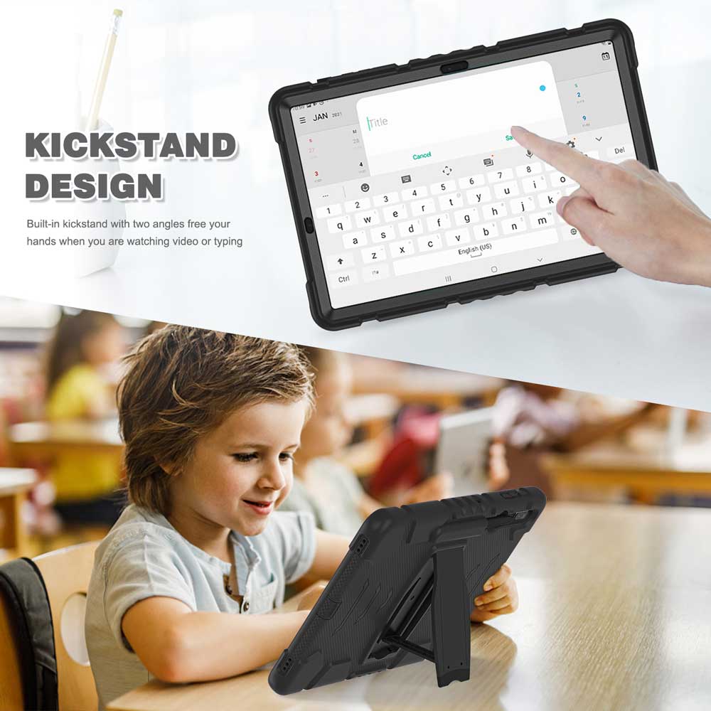 VRN-SS-S7FE | Samsung Galaxy Tab S7 Plus S7+ SM-T970 / T975 / T976B | 3 layers Protective Rugged Case with kick-stand - Image 6