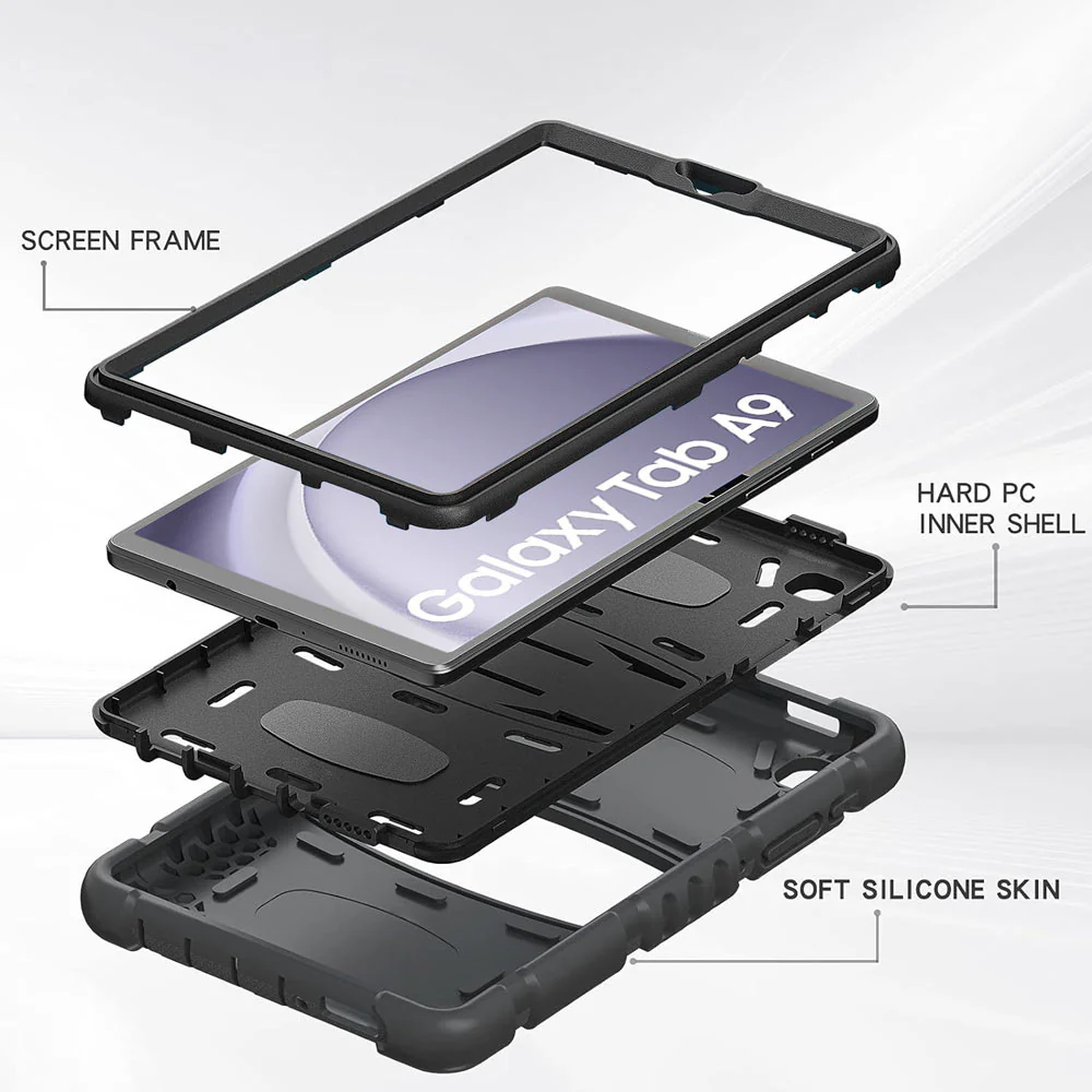 VRN-SS-X110 | Samsung Galaxy Tab A9 ( 8.7" ) SM-X110 / SM-X115 | 3 layers Protective Rugged Case with kick-stand - Image 2