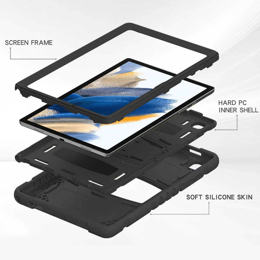 VRN-SS-X205 | Samsung Galaxy Tab A8 SM-X200 / X205 | 3 layers Protective Rugged Case with kick-stand - Image 2
