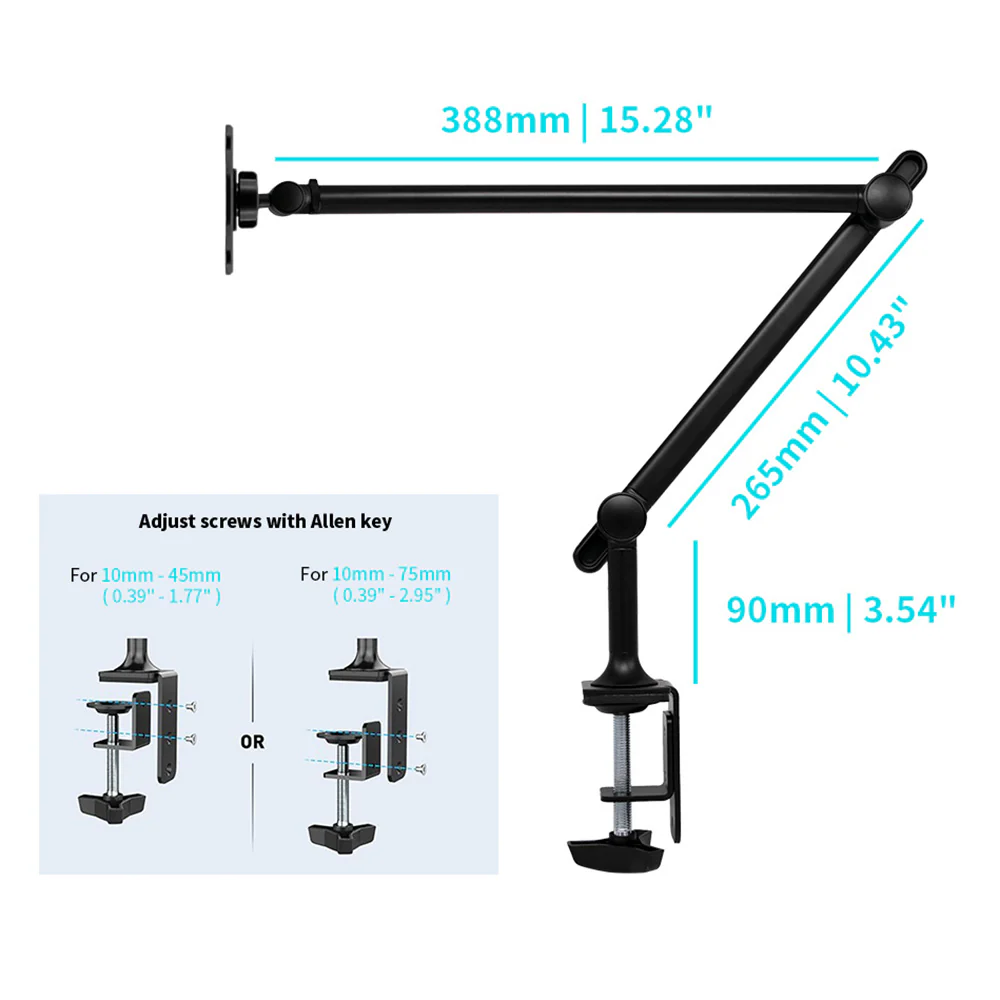VSA-X141 | Aluminium Adjustable Arm Clamp VESA Mount ( 75x75mm | 50x50mm ) | Design for Tablet - Image 6