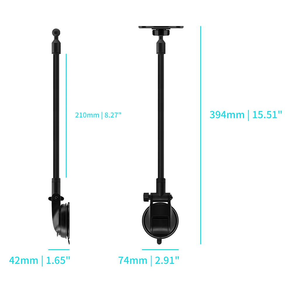 VSA-X172 |  Truck / Work Van / Bus Dashboard Extra Long Suction Cup VESA Mount ( 75x75mm | 50x50mm ) for ELD & Fleets | Design for Tablet - Image 3