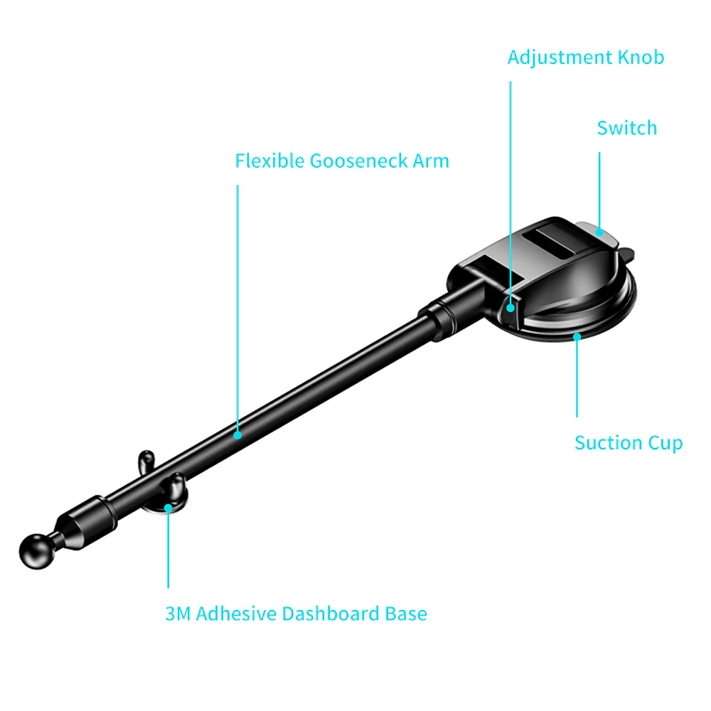 VSA-X172 |  Truck / Work Van / Bus Dashboard Extra Long Suction Cup VESA Mount ( 75x75mm | 50x50mm ) for ELD & Fleets | Design for Tablet - Image 6