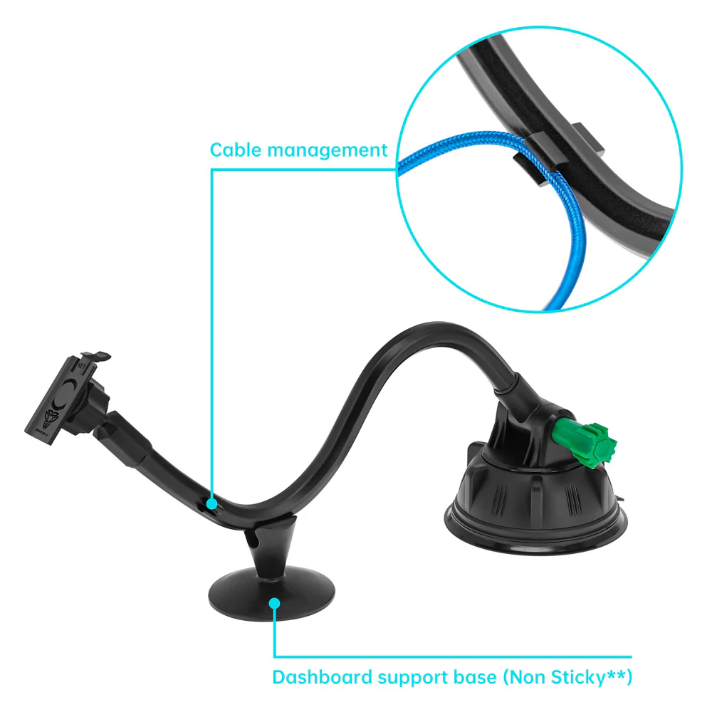 X183K | Truck / Work Van / Bus Dashboard Extra Long Suction Cup Car Mount With Cable Management Design | TYPE-K For ActiveKEY - Image 3