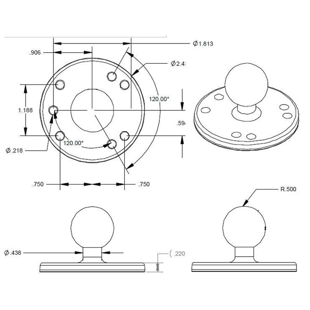 XMA-P22 | Round Plate AMPS Mount Base - Image 3