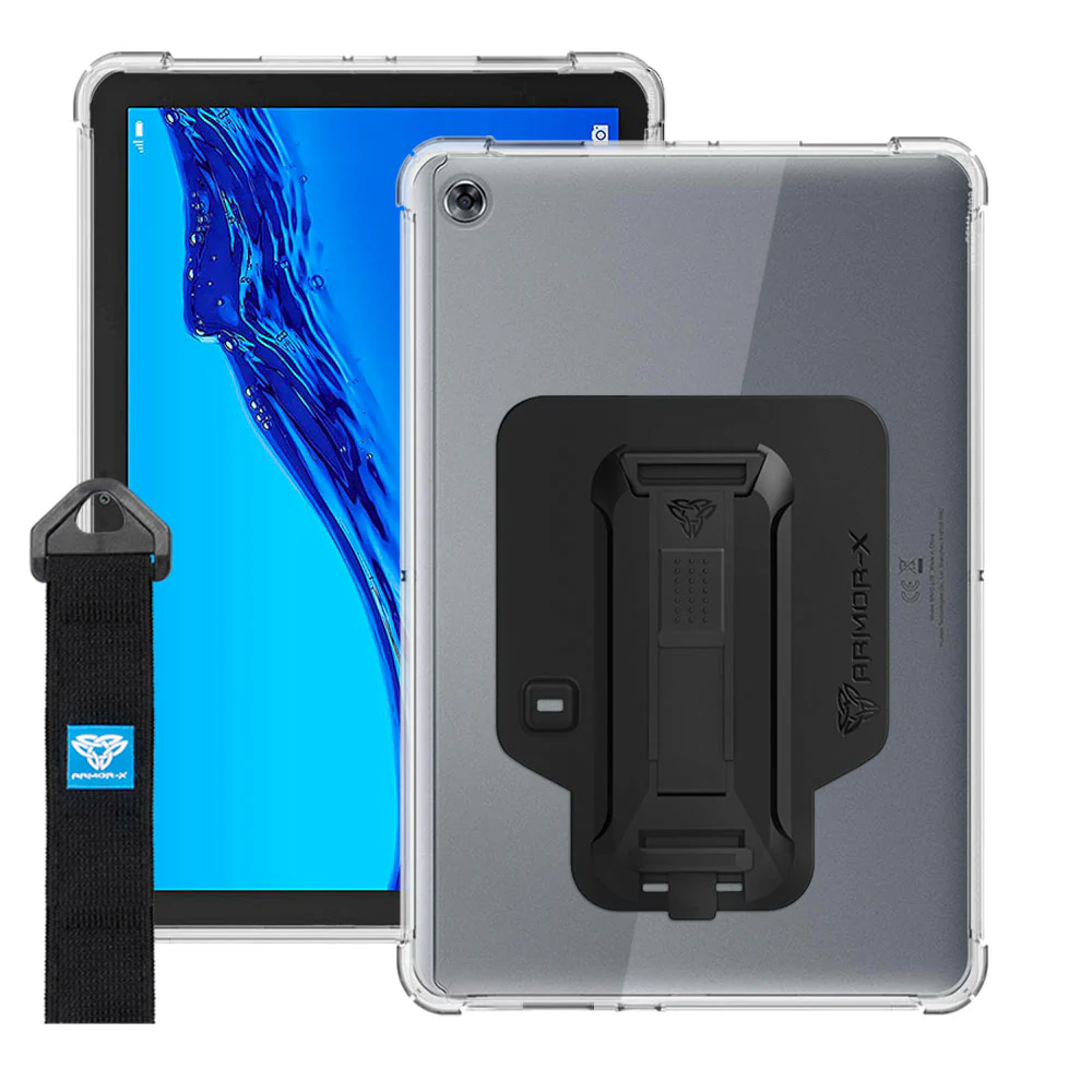 ZXS-HW-M5L*10 | Huawei MediaPad M5 lite 10.1 BAH2-W19 / L09 | 4 corner protection case w/ hand strap kick stand & X-mount - Image 11