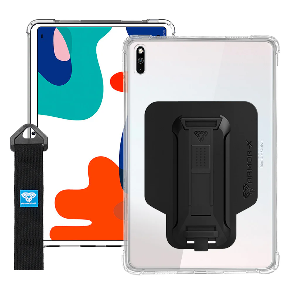 ZXS-HW-MTP_BAH3 | Huawei MatePad 10.4 BAH3-W09 / BAH3-AL00 | 4 corner protection case w/ hand strap kick stand & X-mount