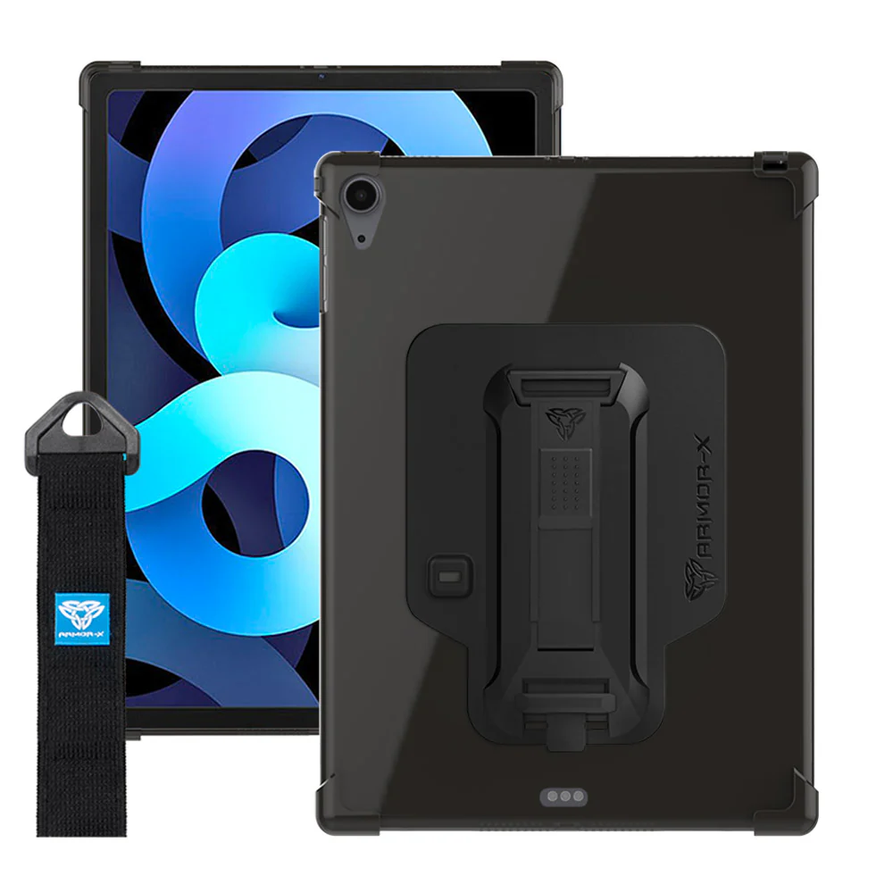 ZXS-iPad-A4BK | iPad Air 4 2020 / Air 5 2022 | 4 corner protection case w/ hand strap kick stand & X-mount - Image 10