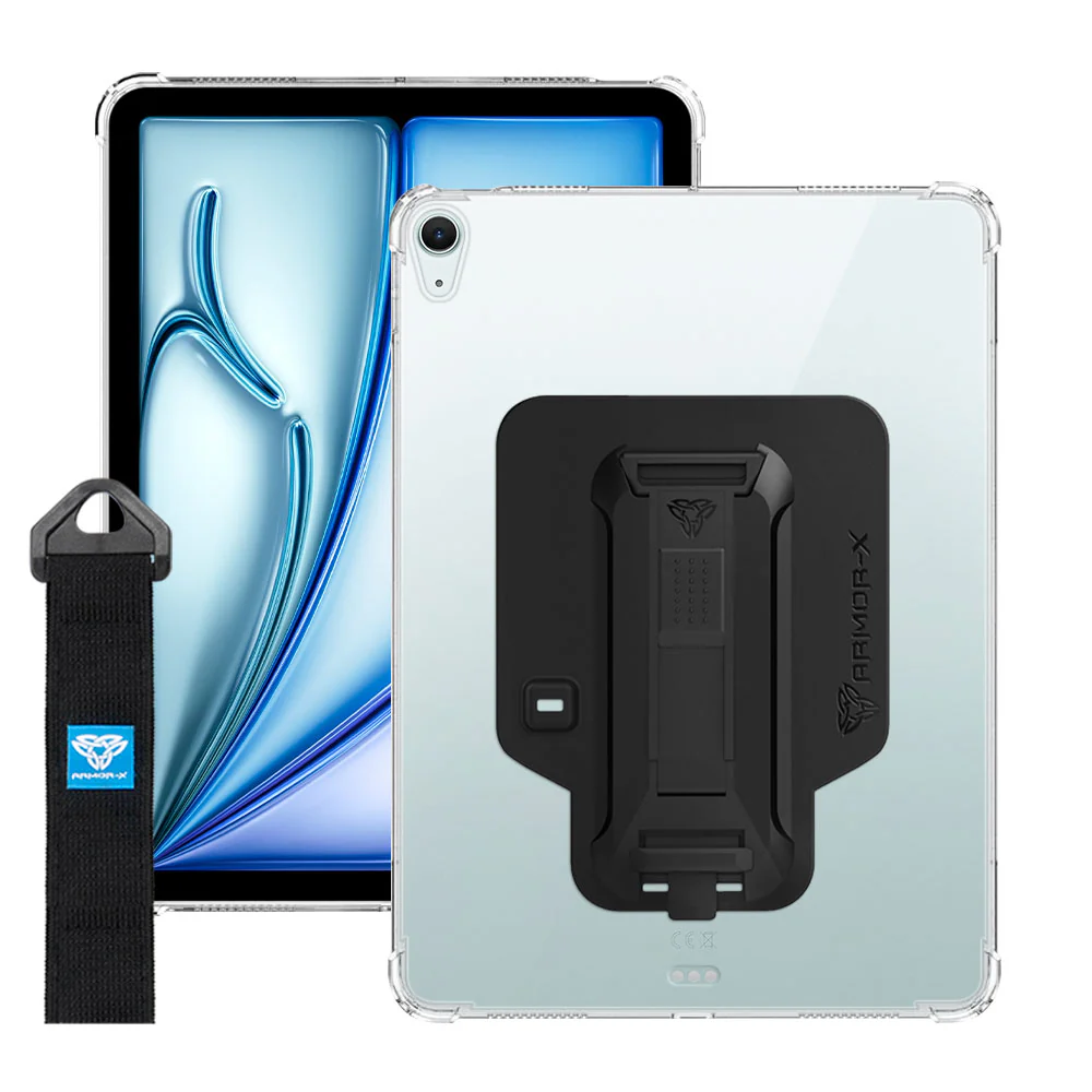 ZXS-iPad-A4CL | iPad Air 4 2020 / Air 5 2022 | 4 corner protection case w/ hand strap kick stand & X-mount - Image 12