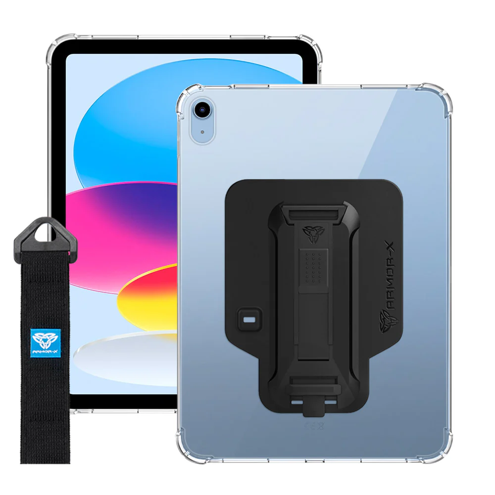 ZXS-iPad-N5CL | iPad 10.9 (10th Gen.) | 4 corner protection case w/ hand strap kick stand & X-mount - Image 12