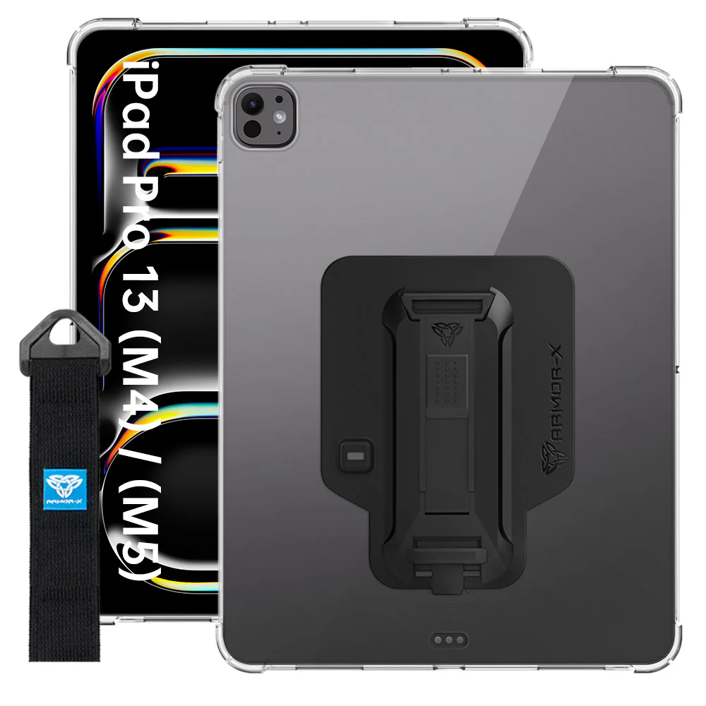 ZXS-iPad-PR10CL | iPad Pro 13 (M4) / (M5) | 4 corner protection case w/ hand strap kick stand & X-mount - Image 13