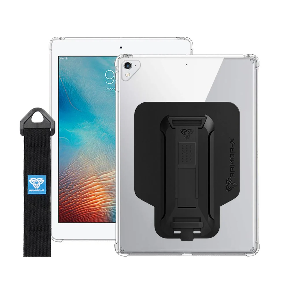 ZXS-iPad-PR1CL | iPad air 1 | 4 corner protection case w/ hand strap kick stand & X-mount
