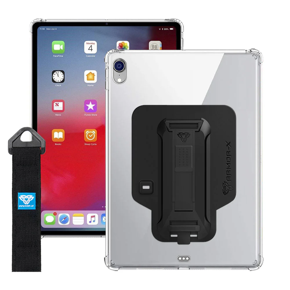 ZXS-iPad-PR4CL | iPad Pro 11 2018 | 4 corner protection case w/ hand strap kick stand & X-mount - Image 12
