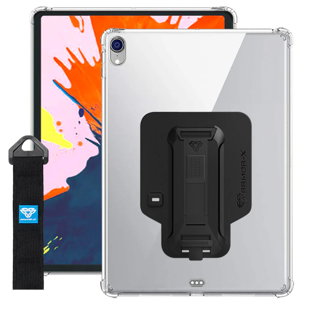 ZXS-iPad-PR5CL | iPad Pro 12.9 ( 3rd Gen. ) 2018 | 4 corner protection case w/ hand strap kick stand & X-mount - Image 12