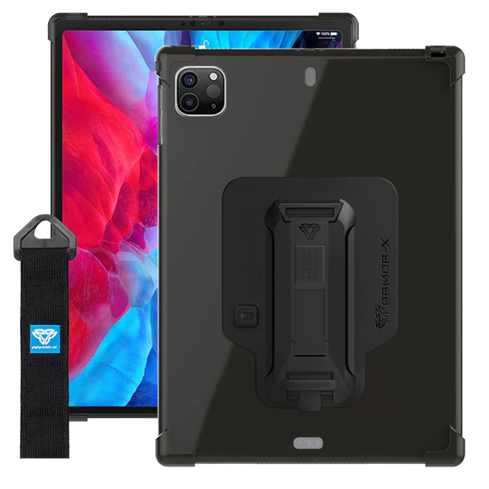 ZXS-iPad-PR7 | iPad Pro 12.9 ( 4th / 5th / 6th Gen. ) 2020 / 2021 / 2022 | 4 corner protection case w/ hand strap kick stand & X-mount - Image 11