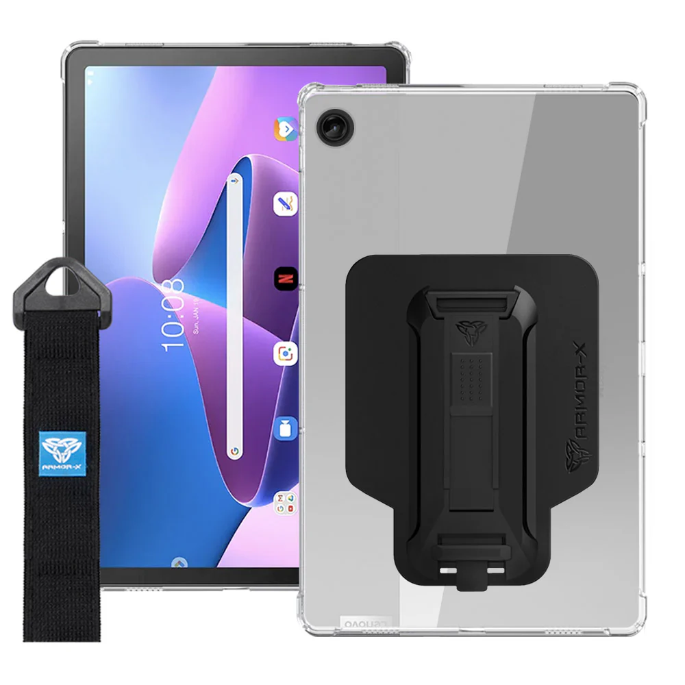 ZXS-LN-M10P3 | Lenovo Tab M10 Plus ( Gen3 ) TB125 / TB128 | 4 corner protection case w/ hand strap kick stand & X-mount