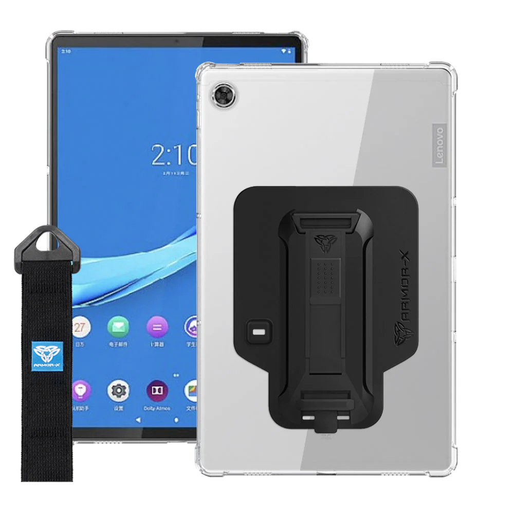 ZXS-LN-M10PL | Lenovo Tab M10 Plus TB-X606 | 4 corner protection case w/ hand strap kick stand & X-mount - Image 13