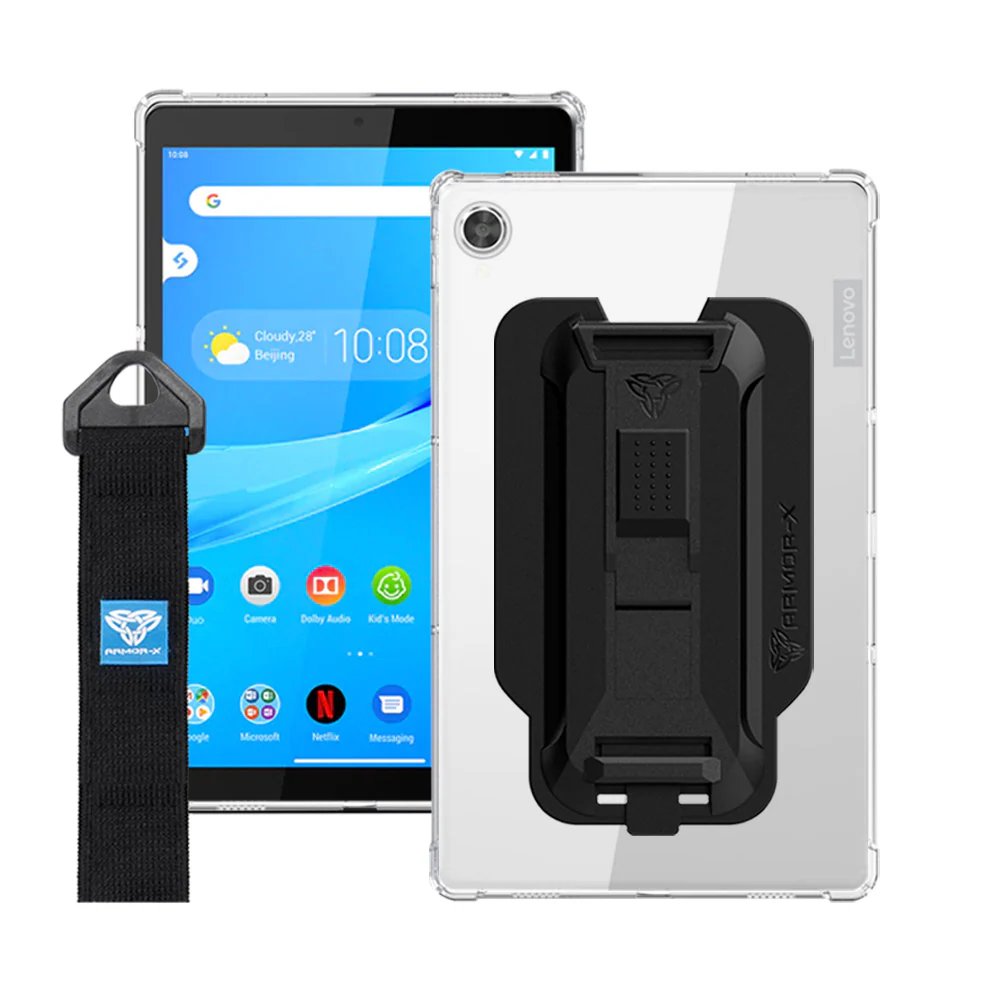 ZXS-LN-M8FHD | Lenovo Tab M8 (FHD) TB-8705 | 4 corner protection case w/ hand strap kick stand & X-mount