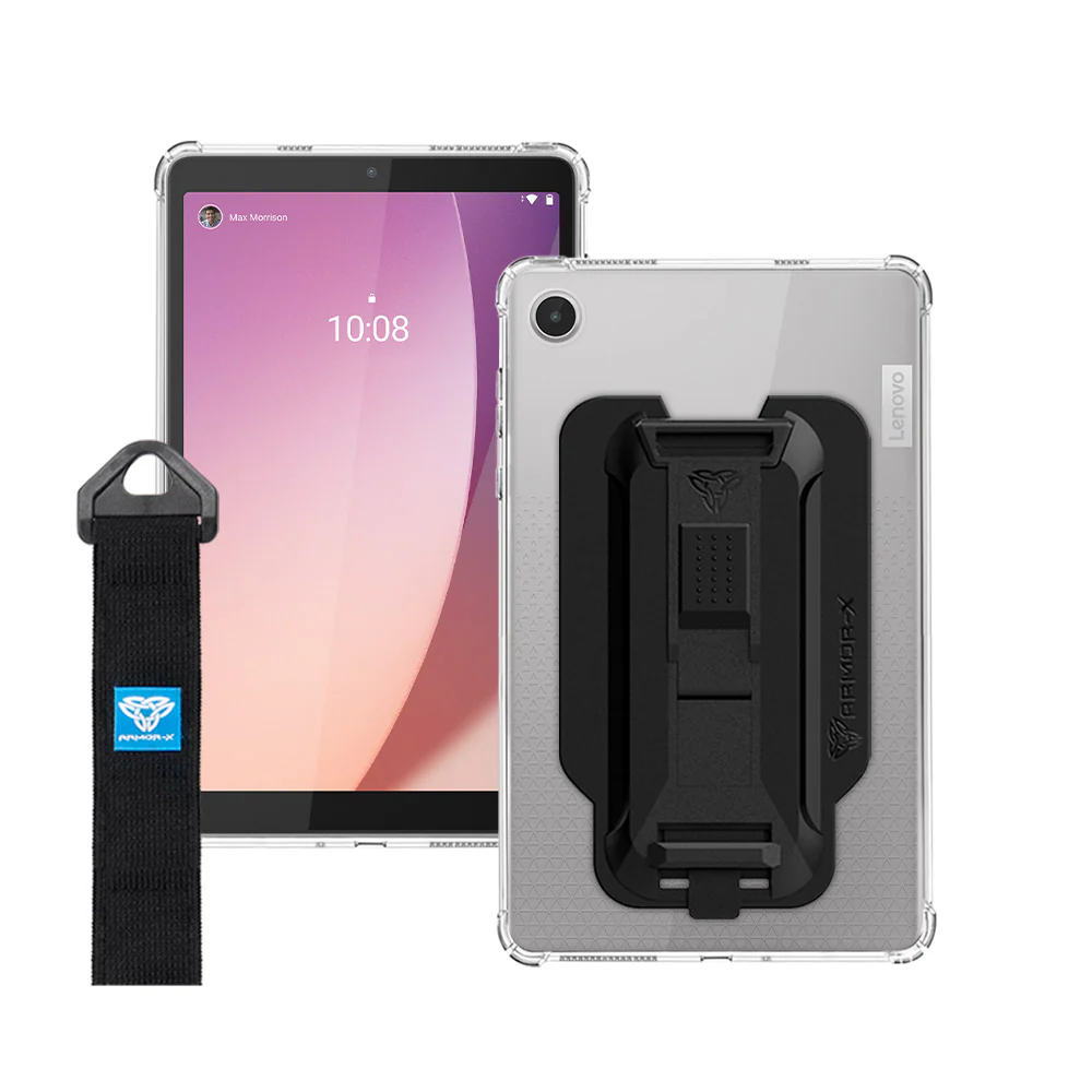 ZXS-LN-M8G4 | Lenovo Tab M8 (4th Gen) 2024 TB301 / TB300 | 4 corner protection case w/ hand strap kick stand & X-mount