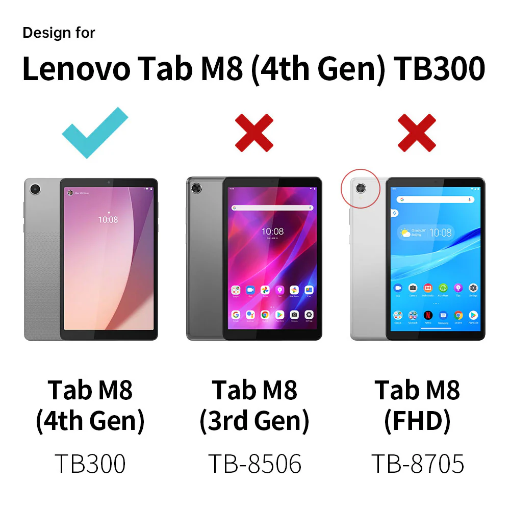 ZXS-LN-M8G4 | Lenovo Tab M8 (4th Gen) 2024 TB301 / TB300 | 4 corner protection case w/ hand strap kick stand & X-mount - Image 4